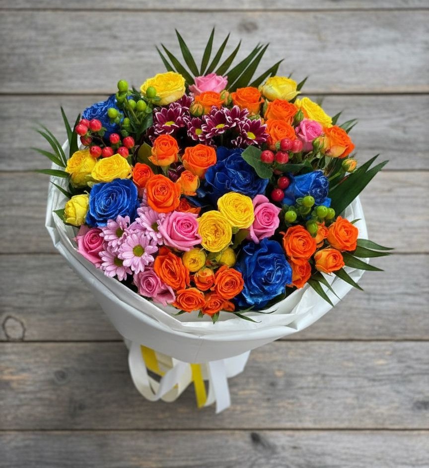 Букет цветов из: Розы и Хризантемы в Орловке