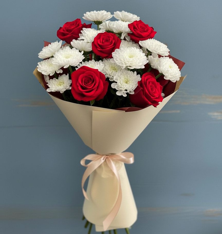 Букет цветов из: Розы и Хризантемы в Орловке