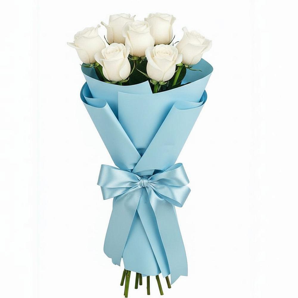 Букет 7 белых роз Проуд в Орловке