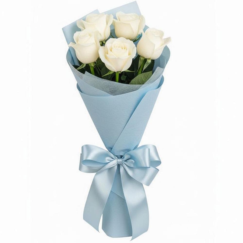 Букет 5 Белых роз Проуд в Орловке