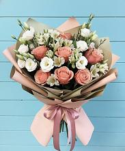 Букет цветов из:  Розы, Альстромерии и Лизиантусы в Орловке