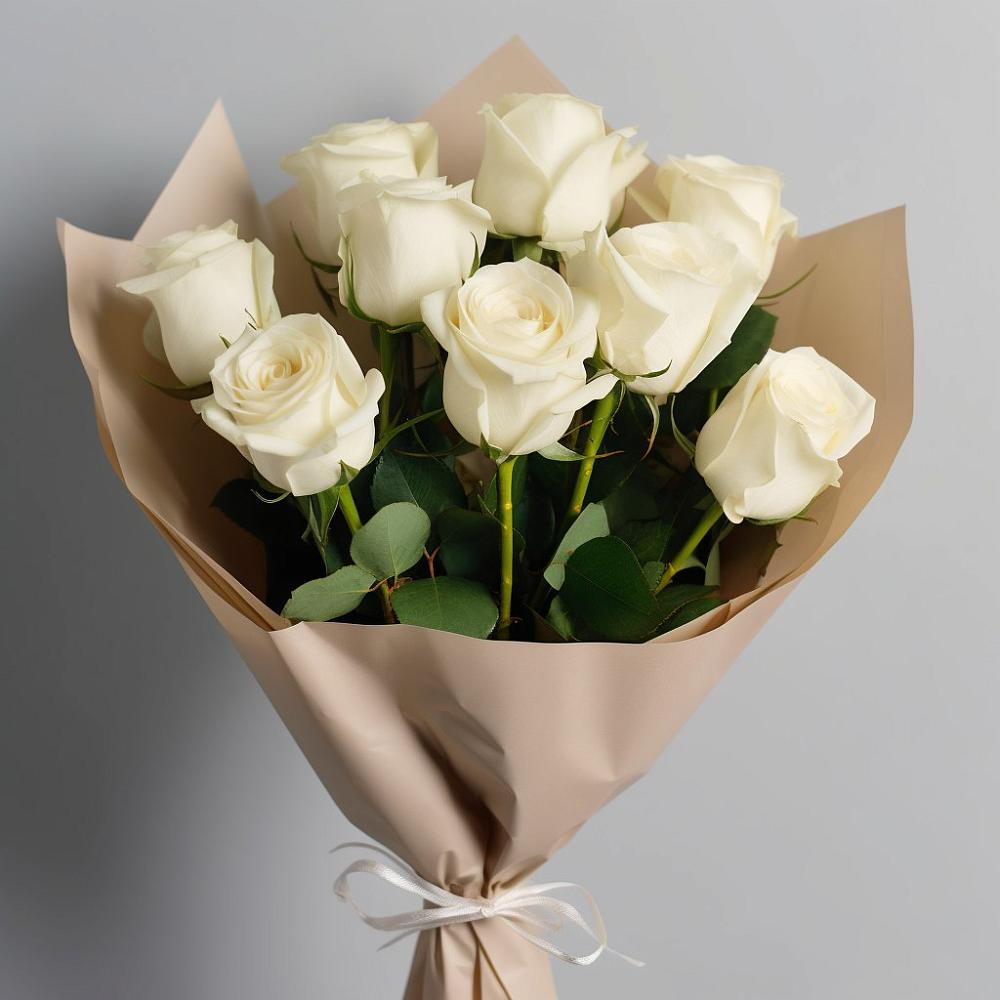 Букет 9 Белых роз Эдлесс Лав в Орловке