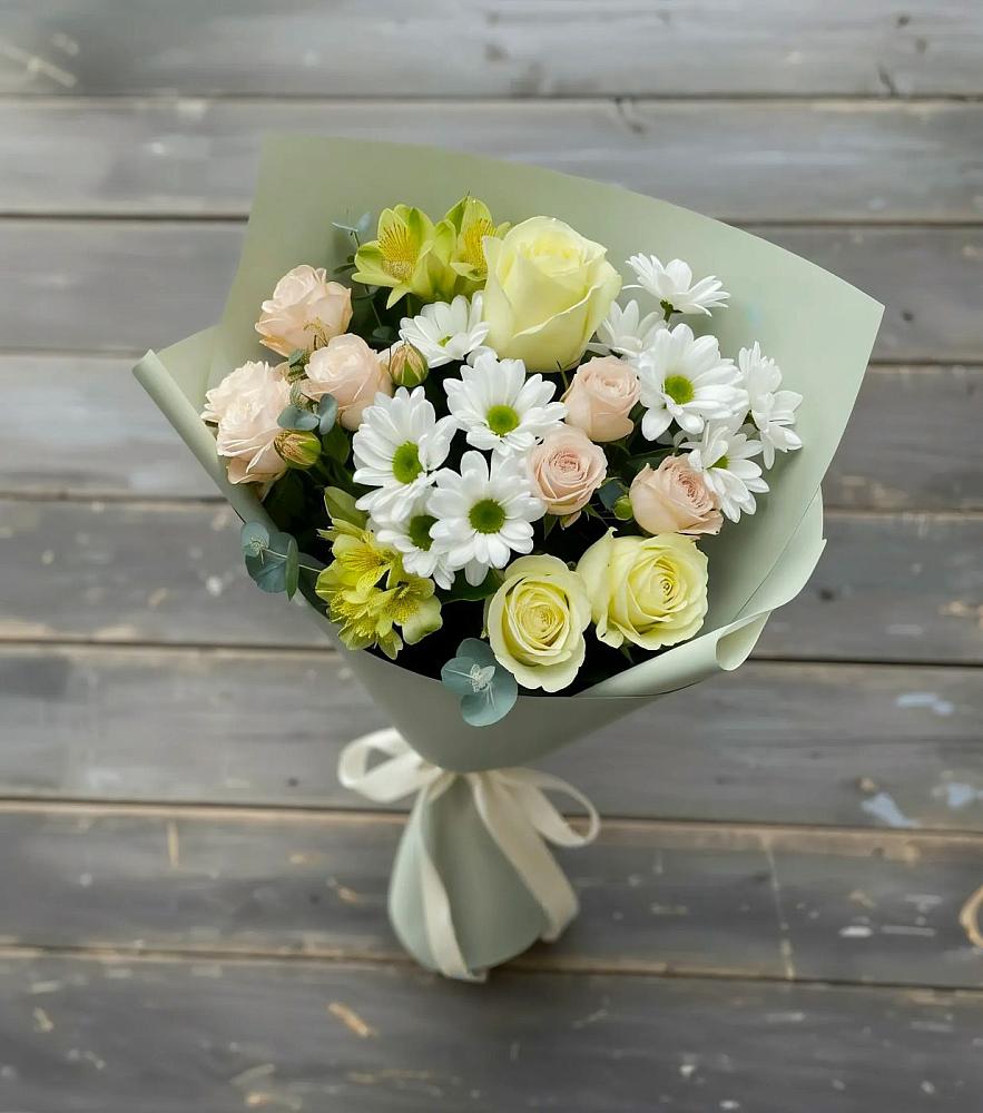Букет цветов из: Альстромерии, Розы и Хризантемы в Орловке