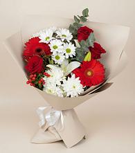 Букет цветов из:  Розы, Хризантемы, Герберы и Лилии в Орловке