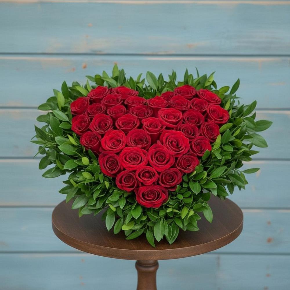 Цветочная композиция из Розы в виде сердца в Орловке