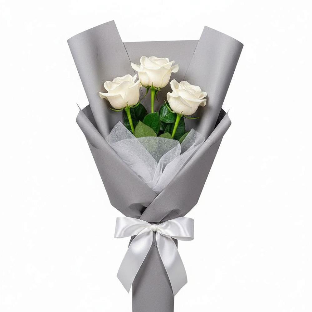Букет 3 белые розы в Орловке