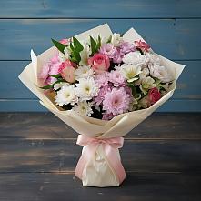 Букет цветов из:  Хризантемы, Альстромерии и Розы в Орловке