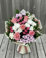 Букет цветов из:  Альстромерии, Гвоздики, Розы и Хризантемы в Орловке