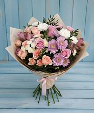 Букет цветов из:  Хризантемы, Розы и Альстромерии в Орловке