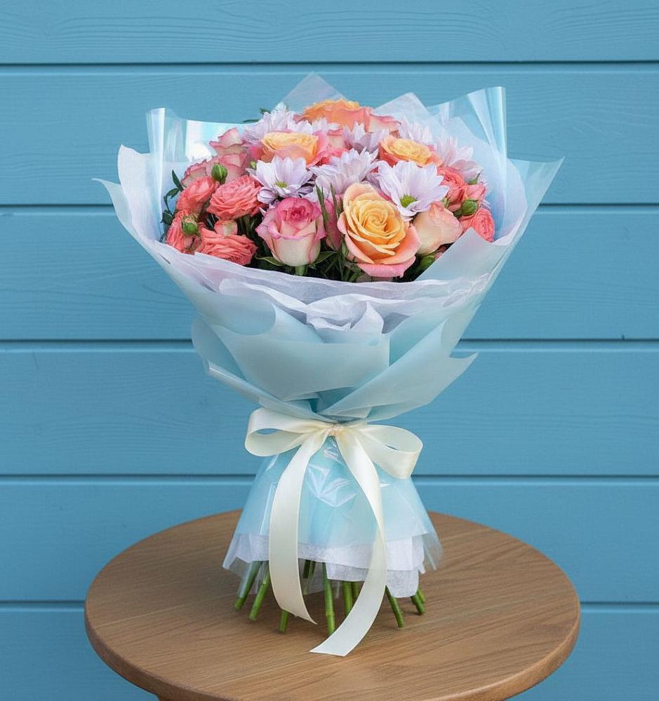 Букет цветов из: Хризантемы и Розы в Орловке