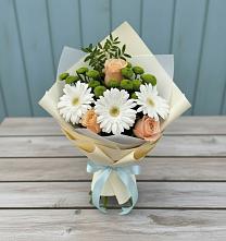Букет цветов из:  Герберы, Розы и Хризантемы в Орловке